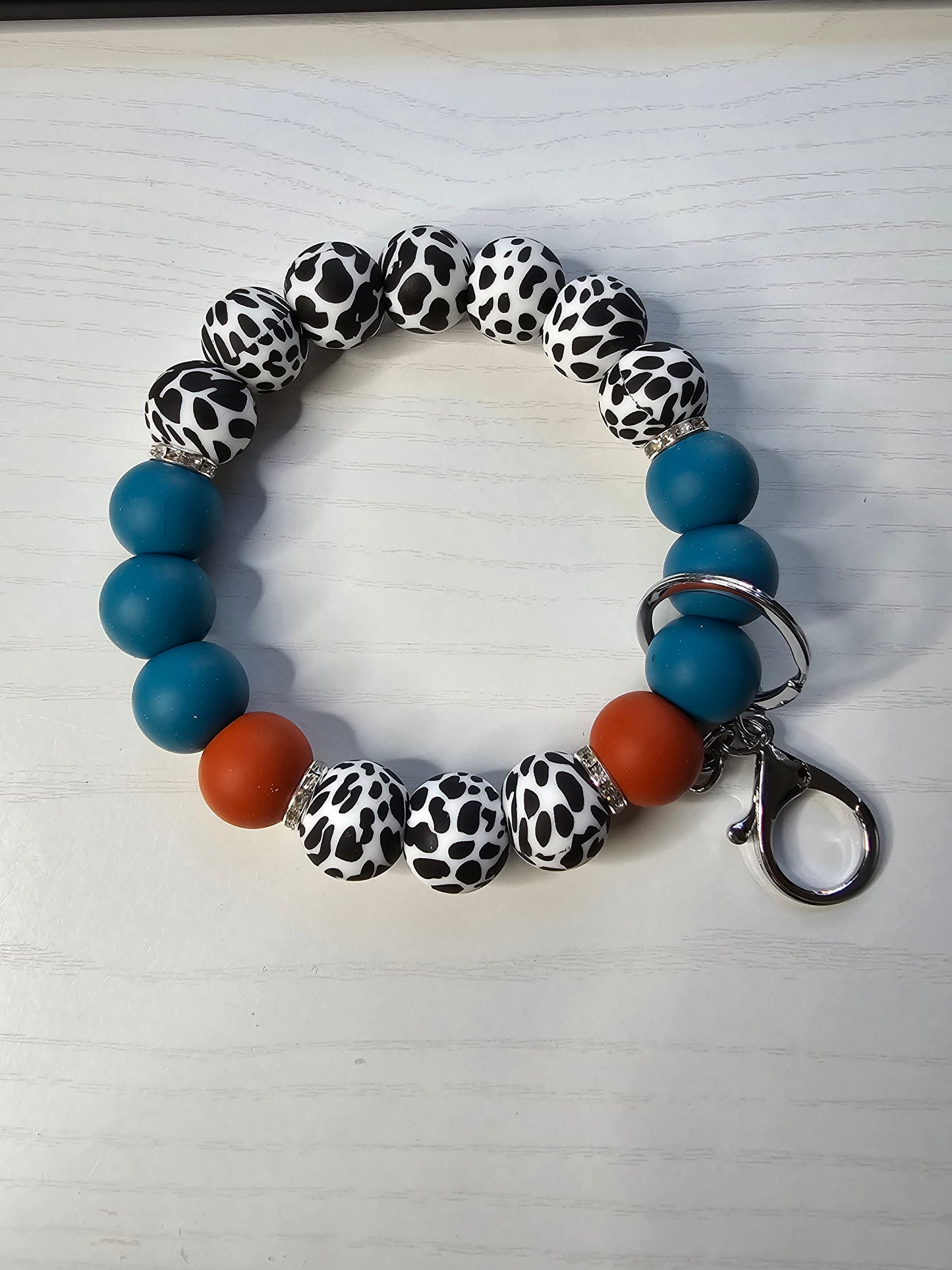 Cow Print Silicone Wristlet Keychain