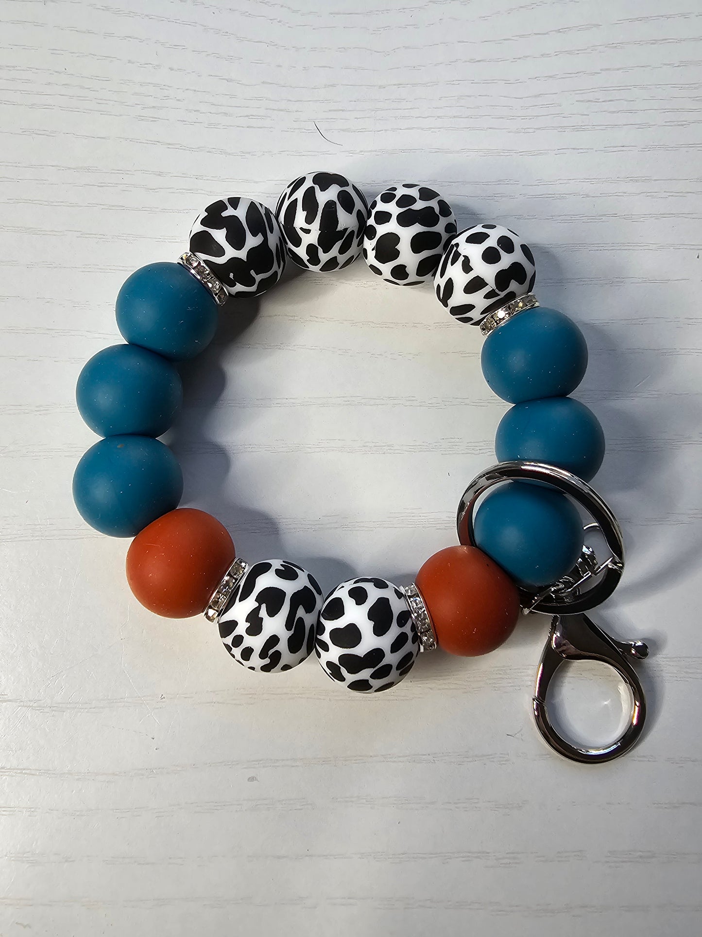 Cow Print Silicone Wristlet Keychain