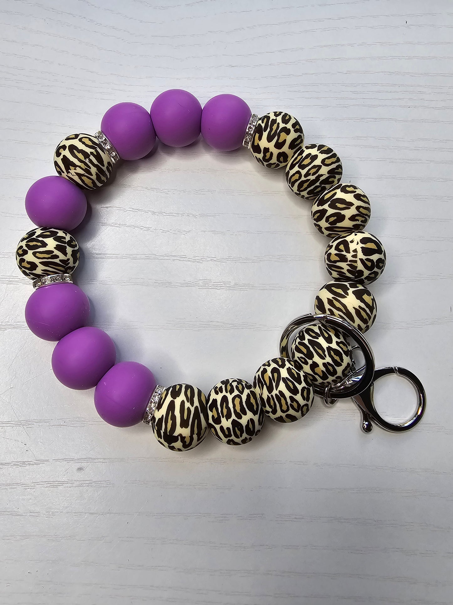 Leopard Print Silicone Wristlet Keychain