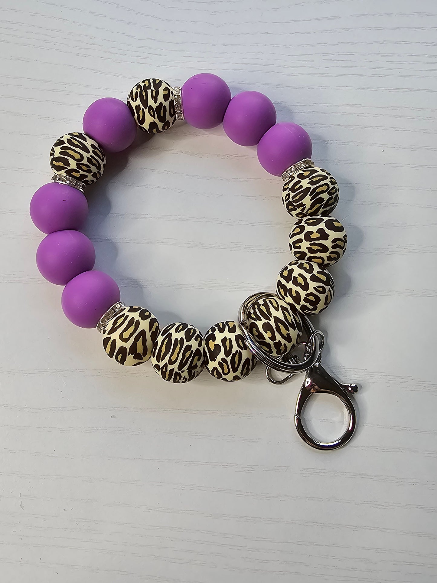 Leopard Print Silicone Wristlet Keychain