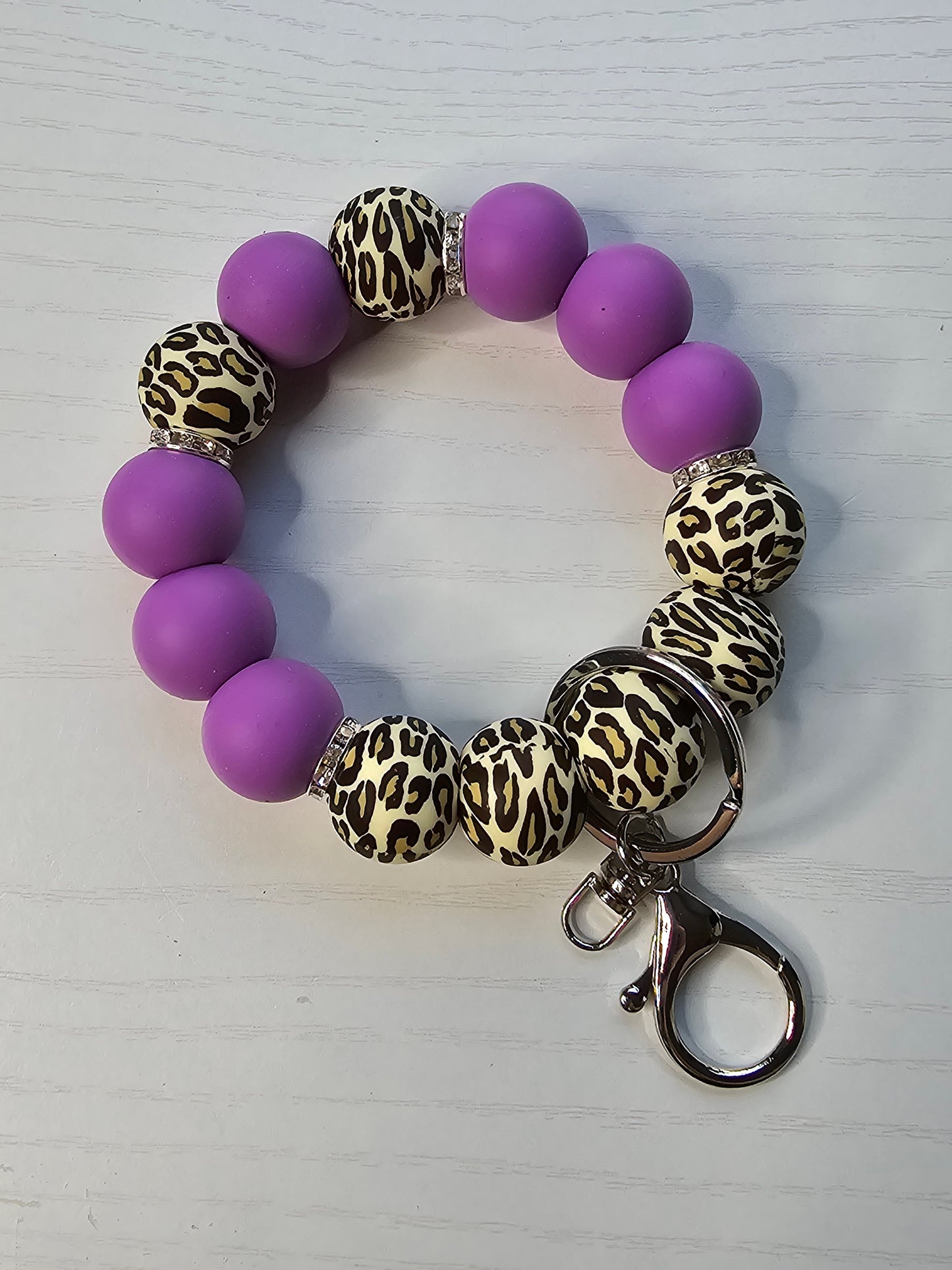 Leopard Print Silicone Wristlet Keychain