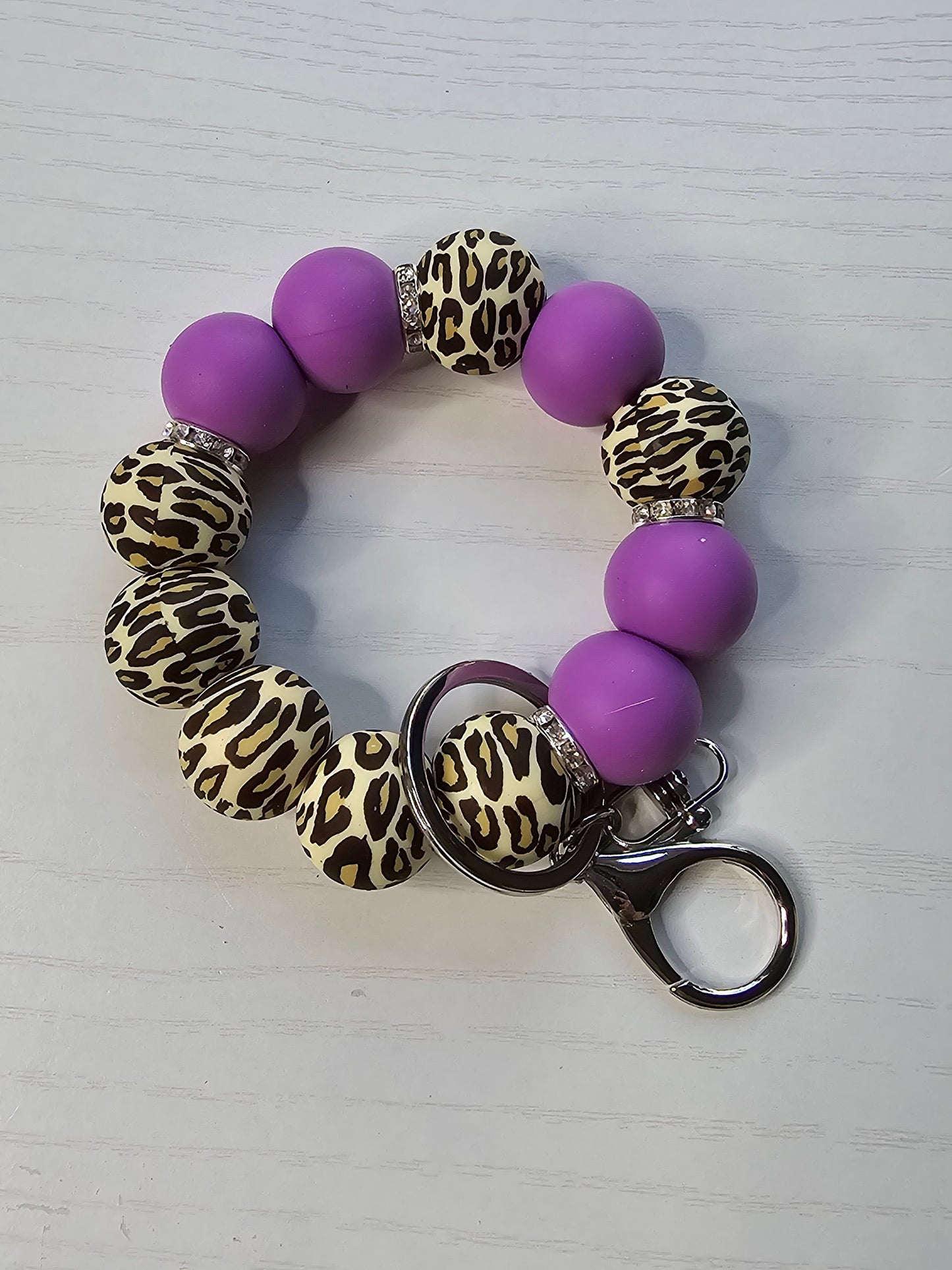 Leopard Print Silicone Wristlet Keychain