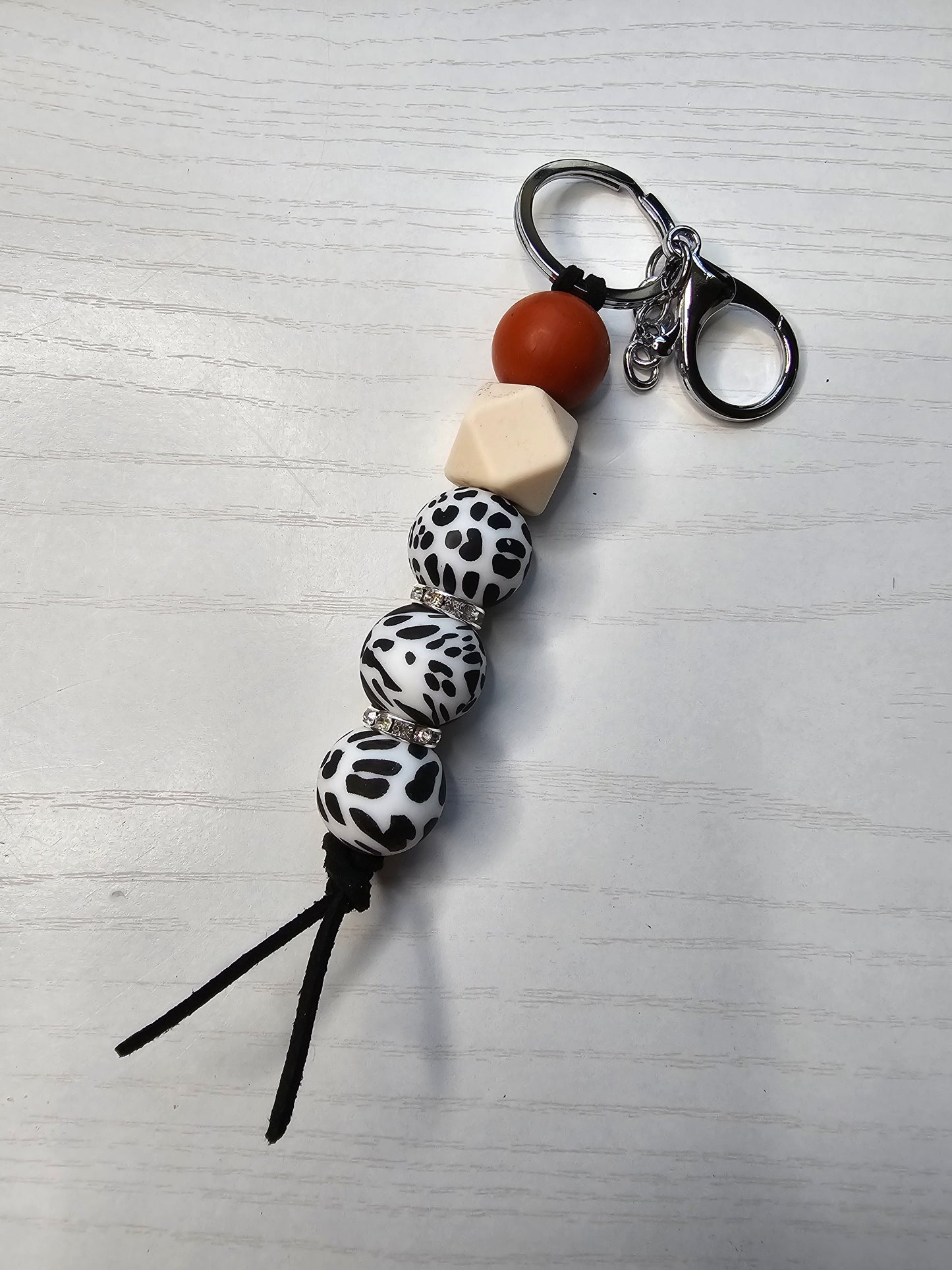 Cow Print Silicone Keychain