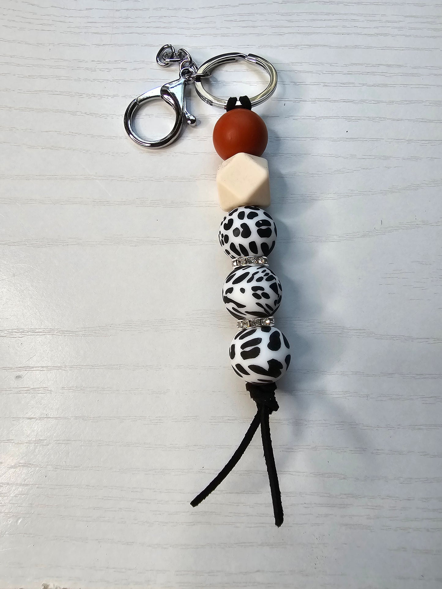 Cow Print Silicone Keychain