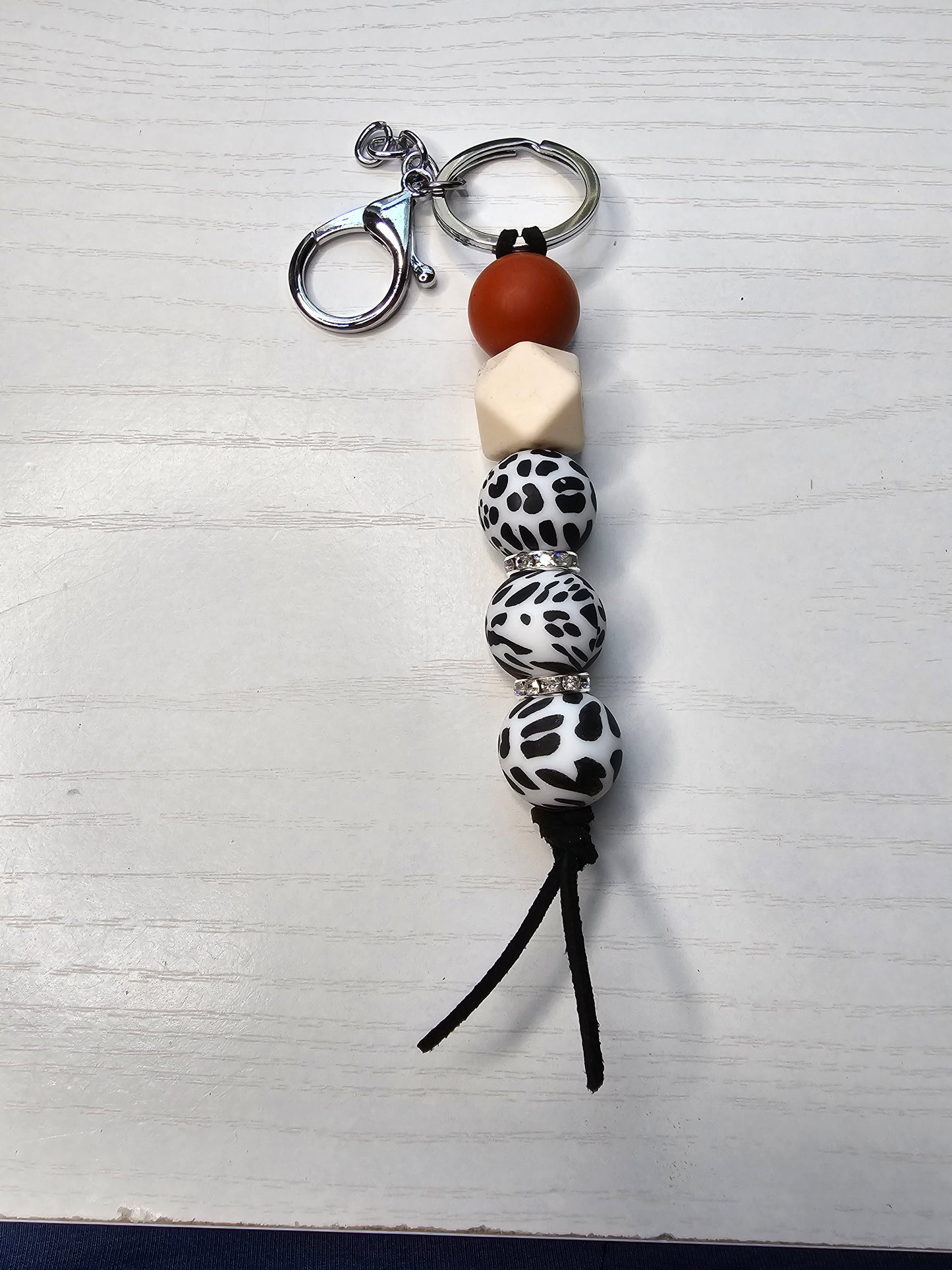 Cow Print Silicone Keychain