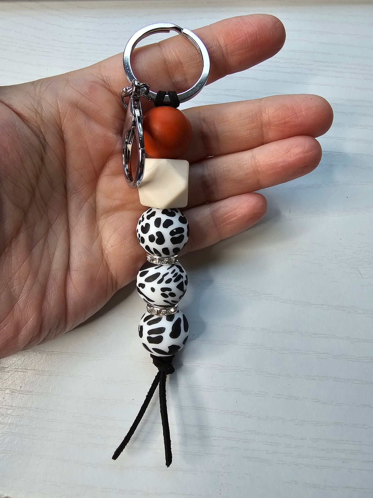 Cow Print Silicone Keychain