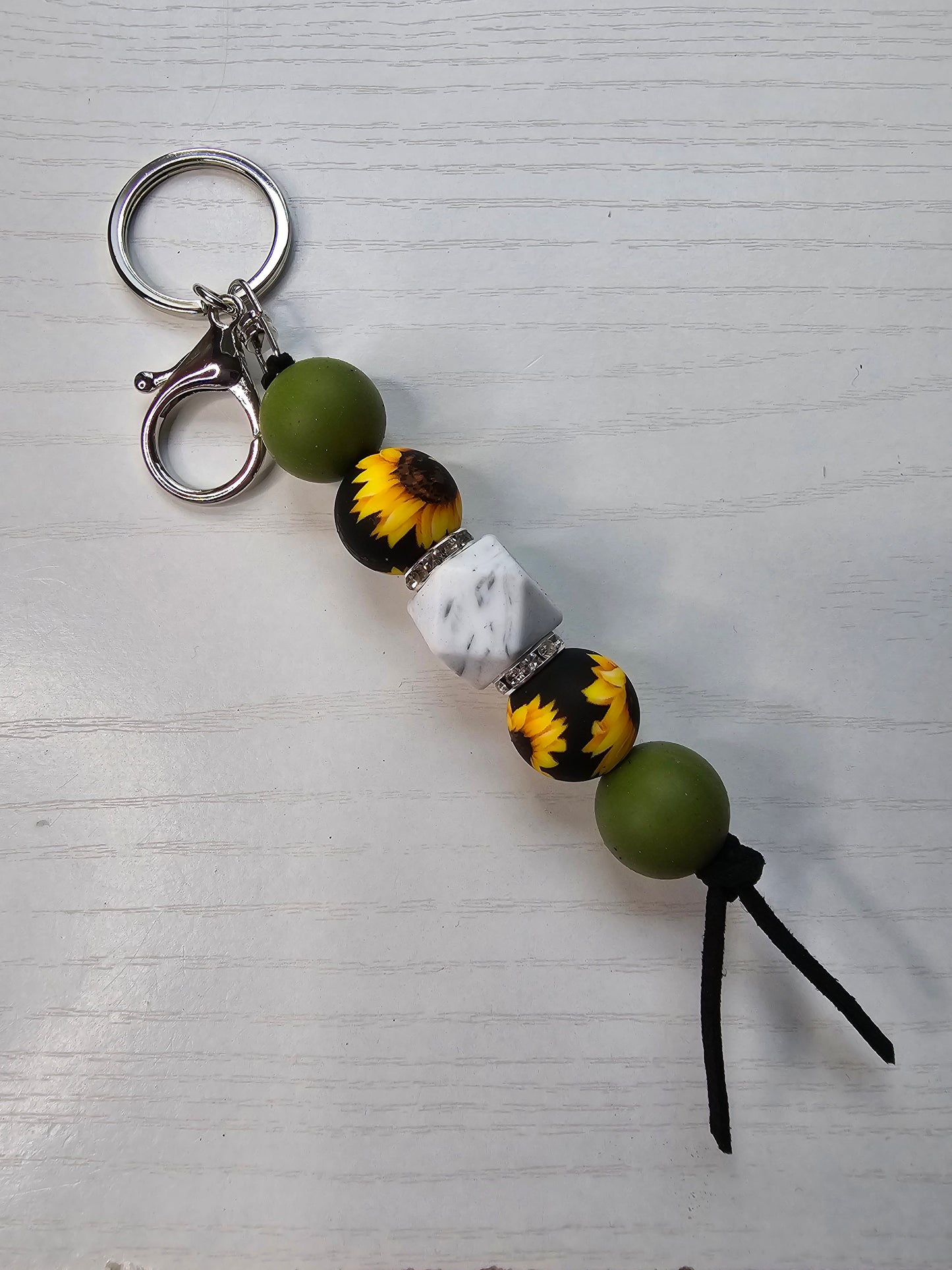 Sunflower Silicone Keychain with Large Lobster Claw Clasp