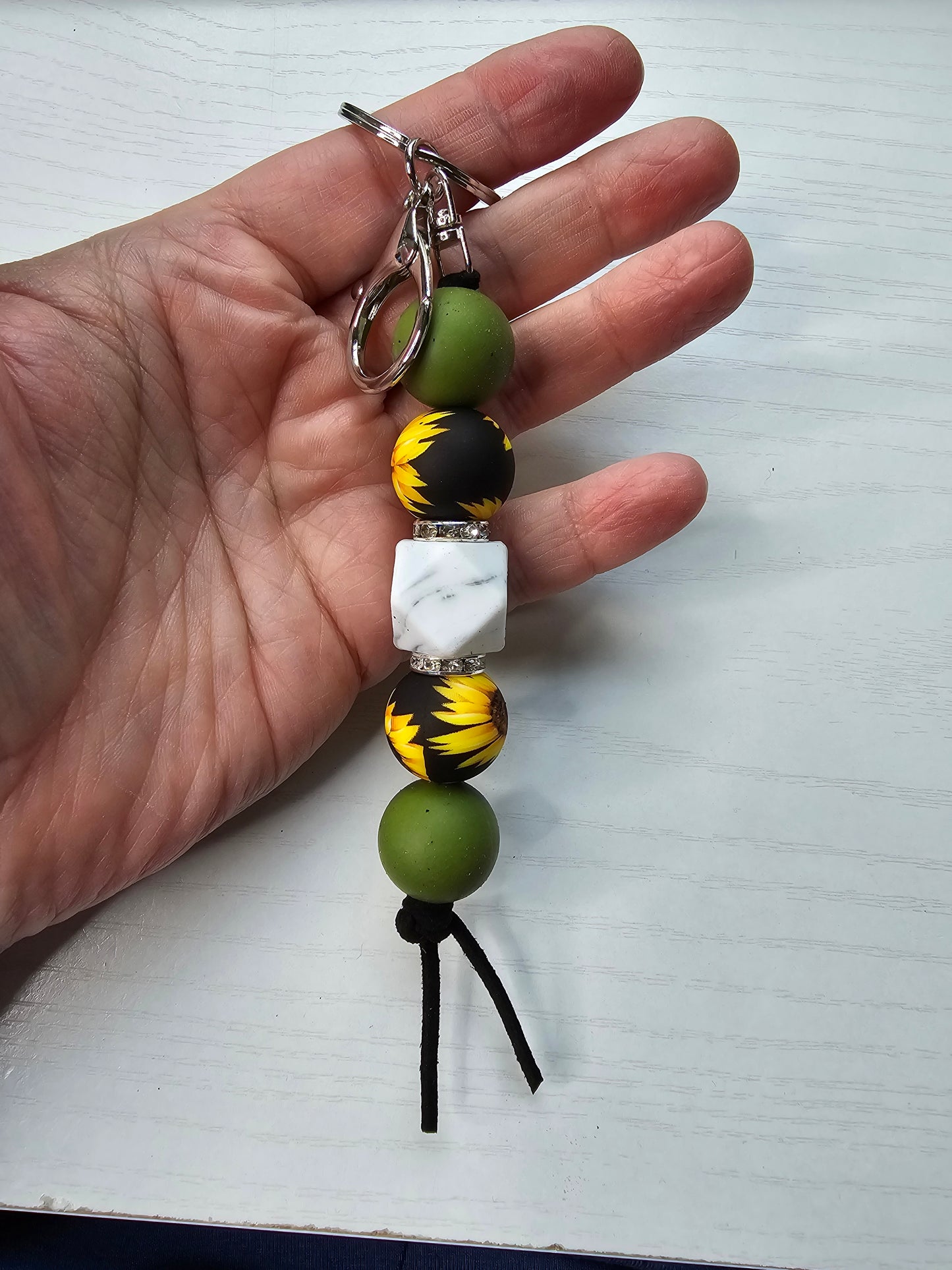 Sunflower Silicone Keychain with Large Lobster Claw Clasp