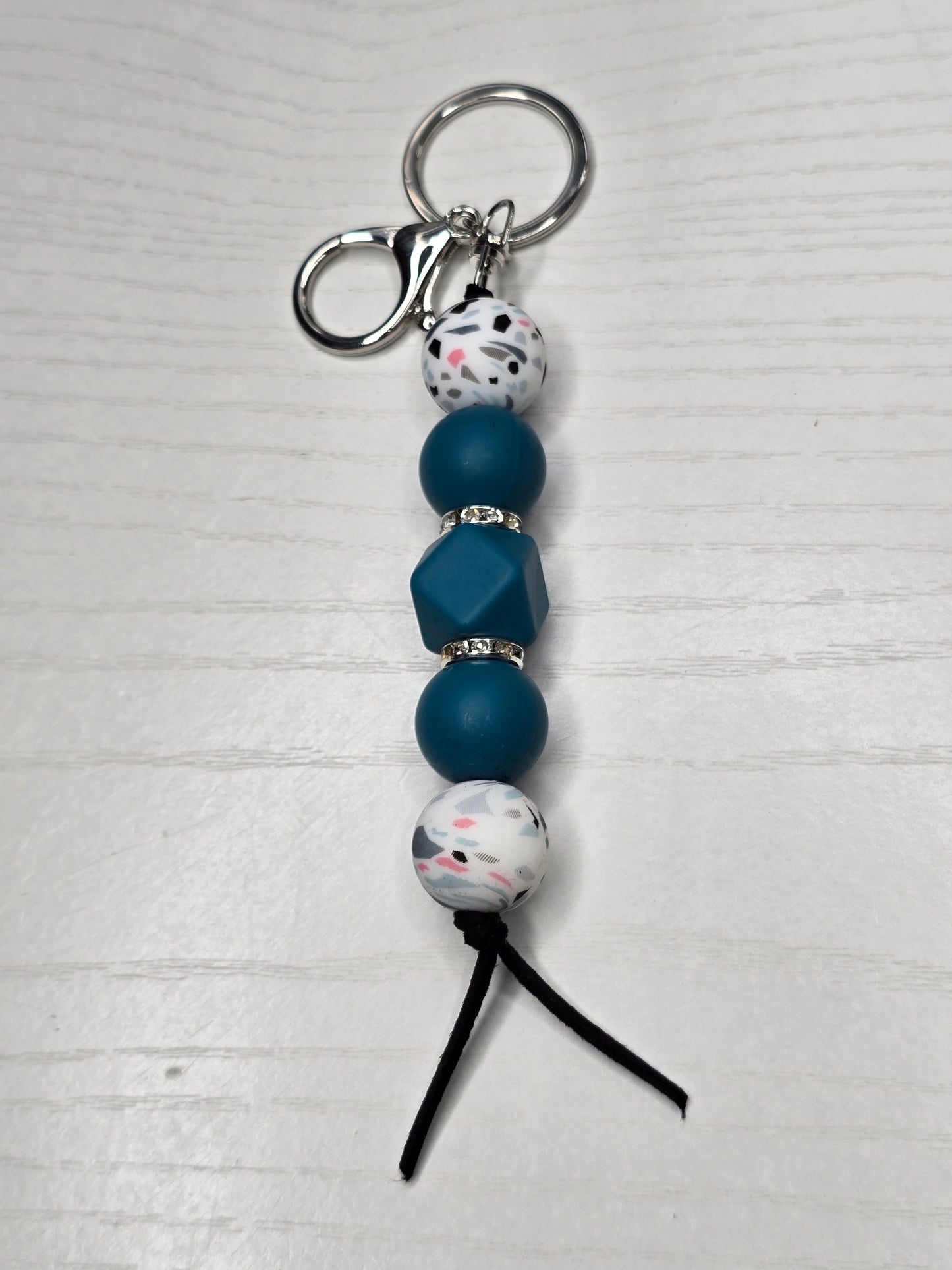 Terrazzo Print Silicone Beaded Keychain