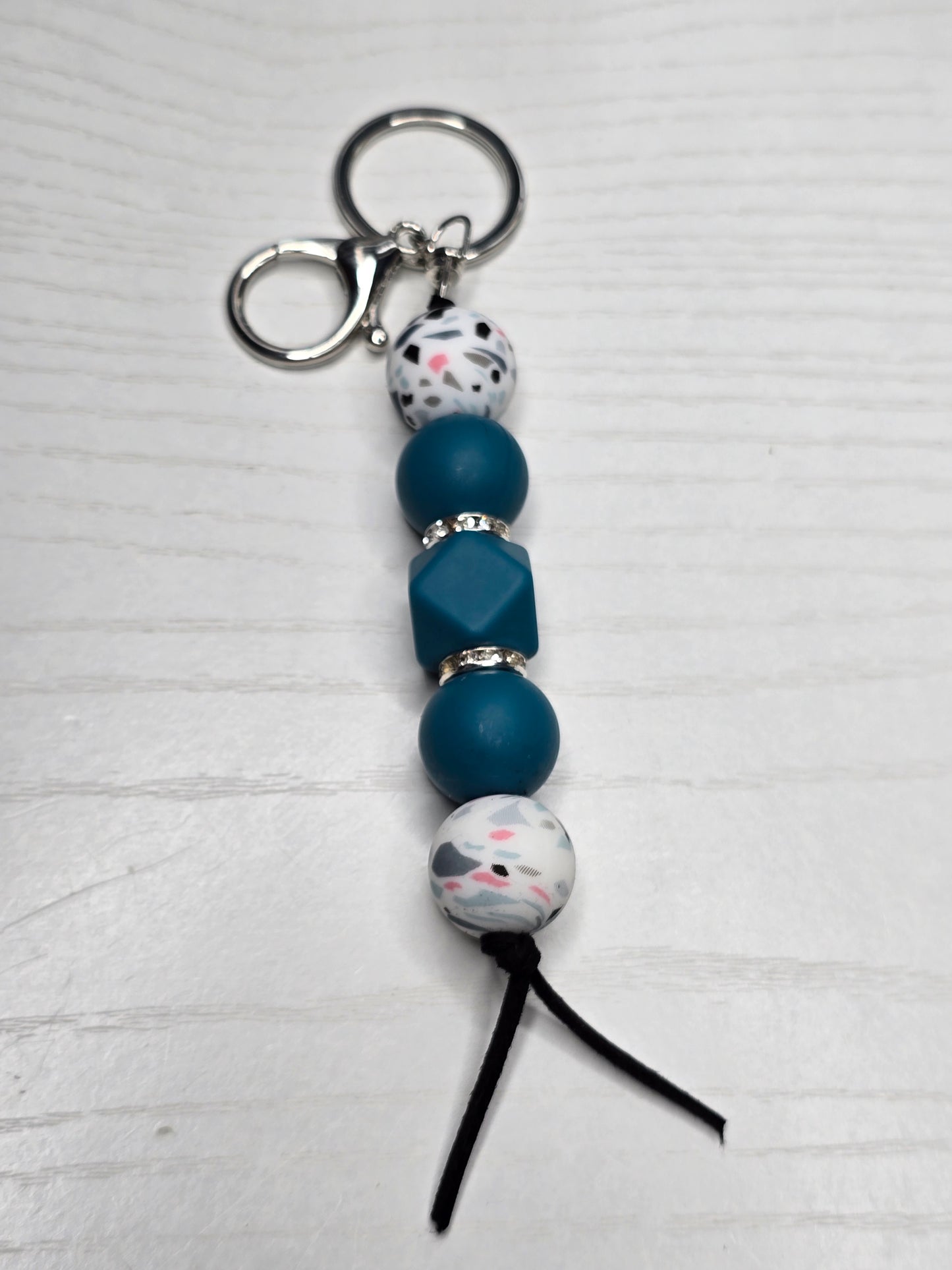 Terrazzo Print Silicone Beaded Keychain