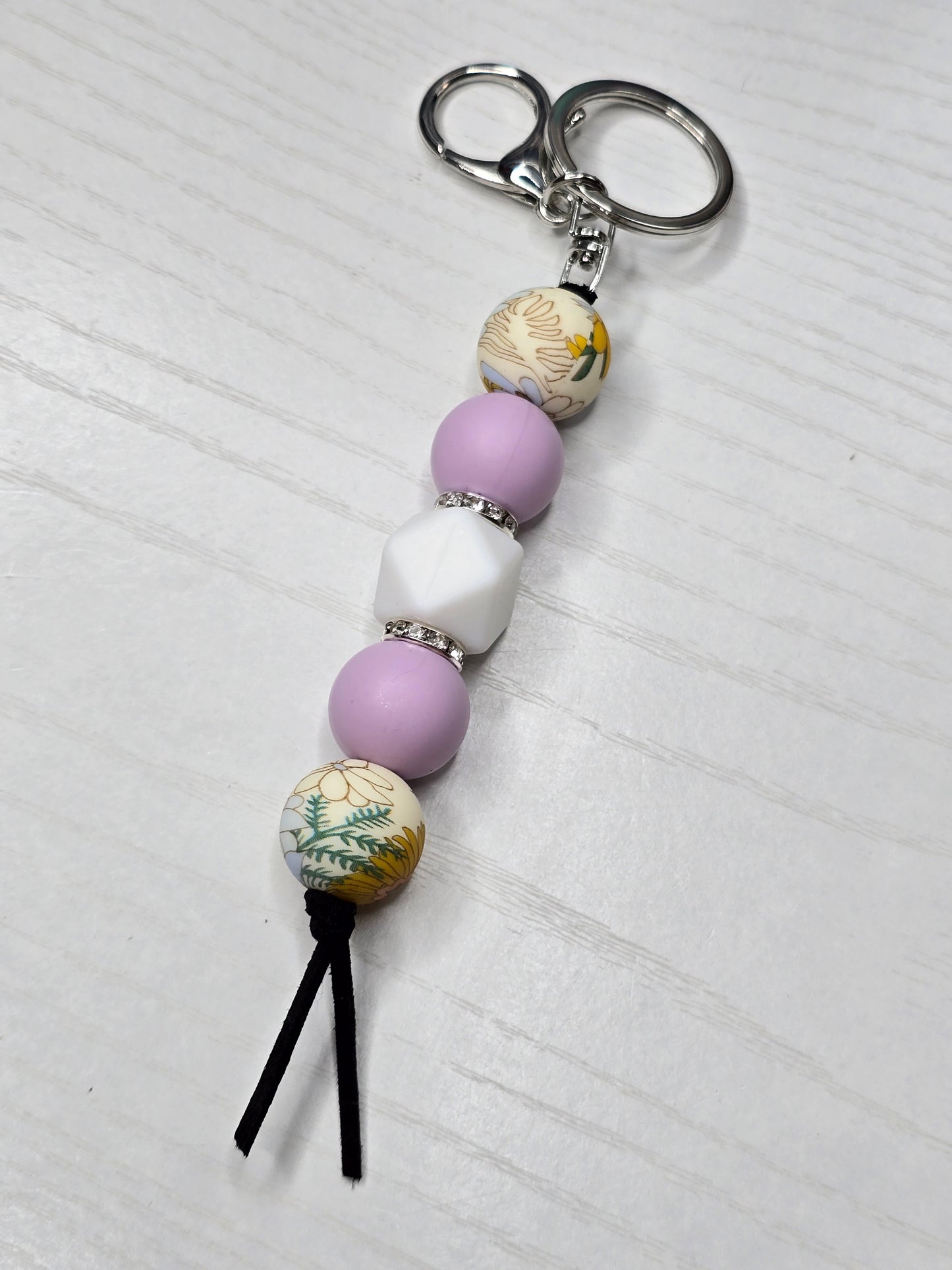 Boho Floral Silicone Beaded Keychain