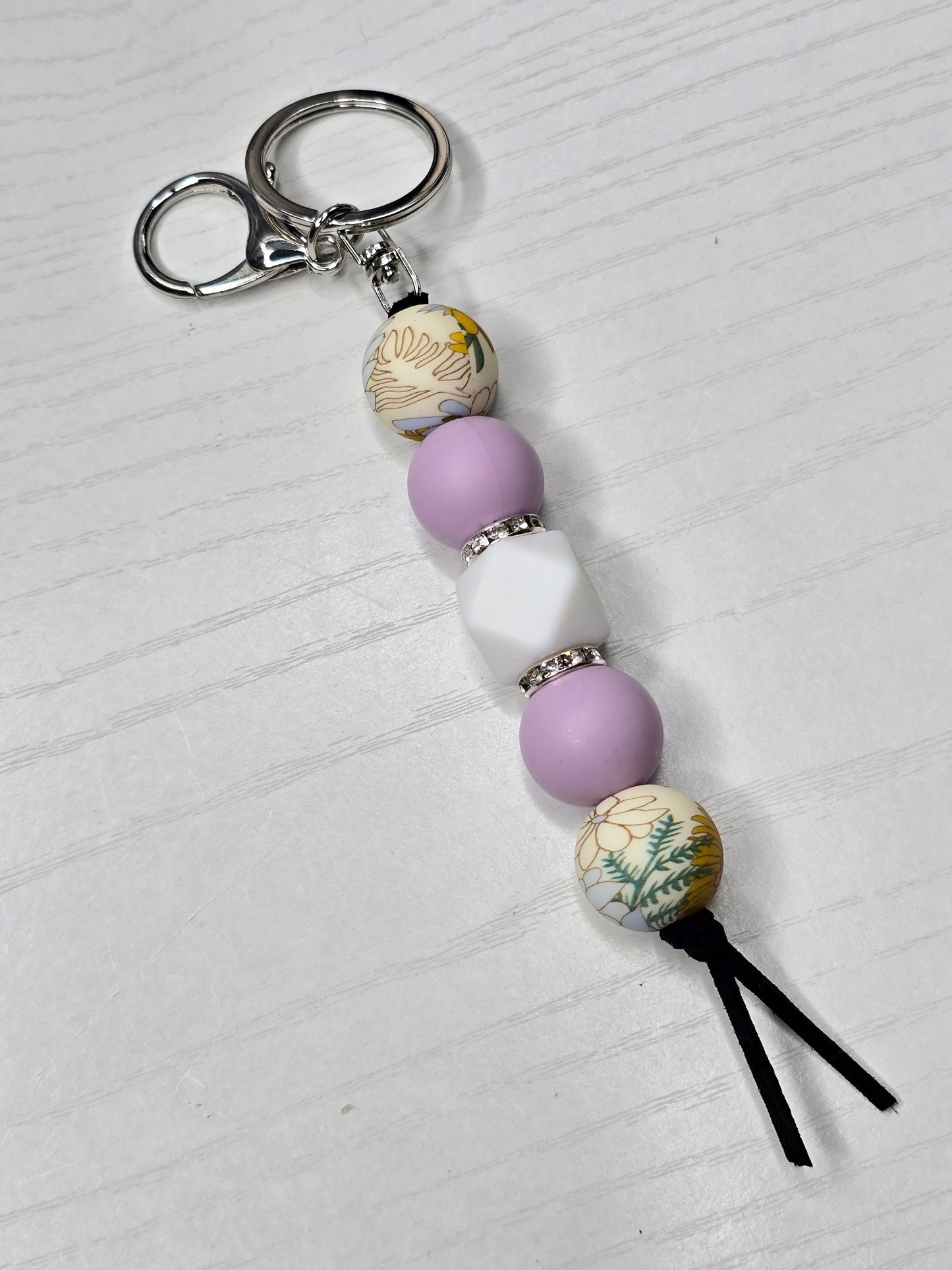 Boho Floral Silicone Beaded Keychain