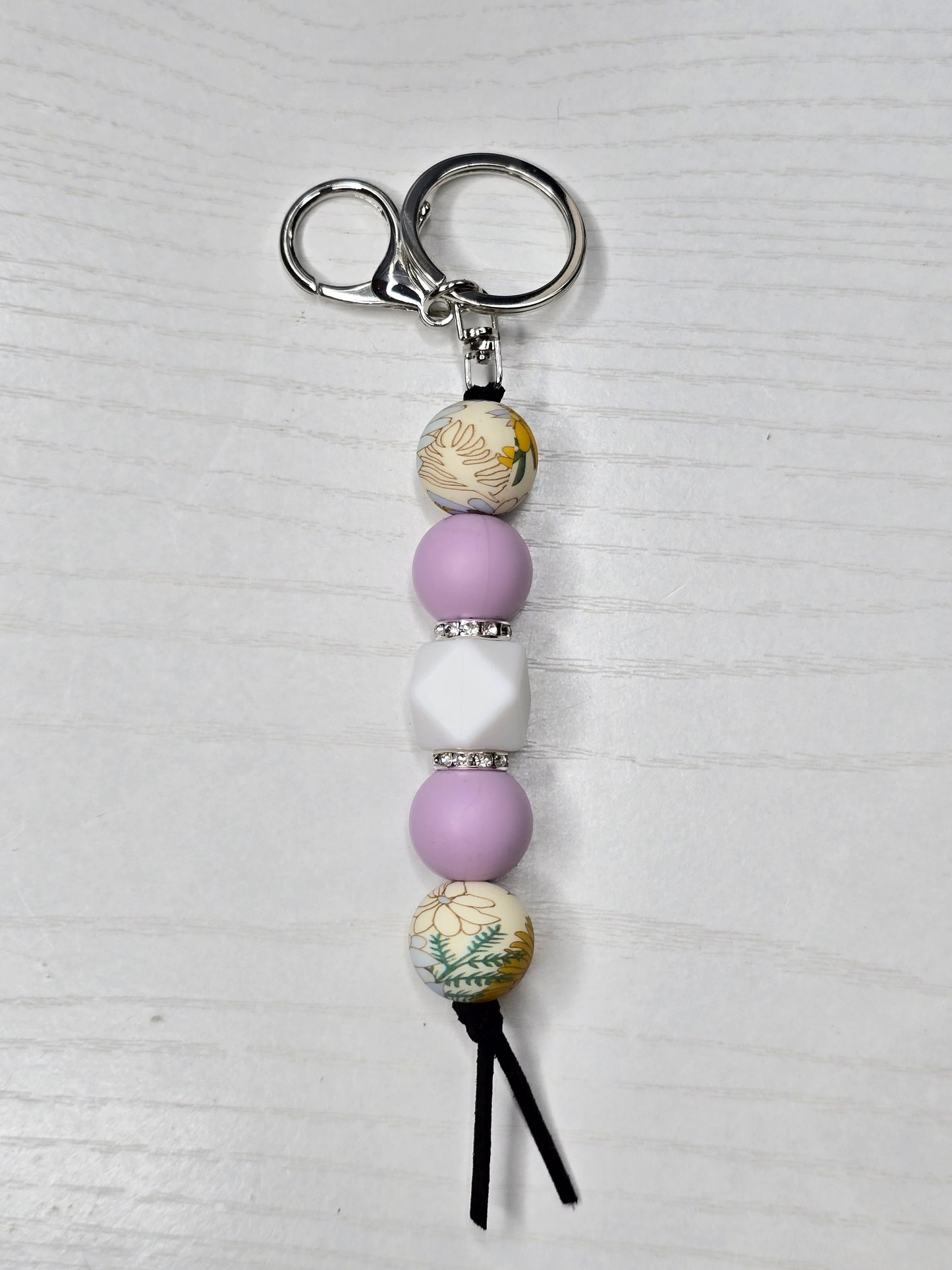 Boho Floral Silicone Beaded Keychain