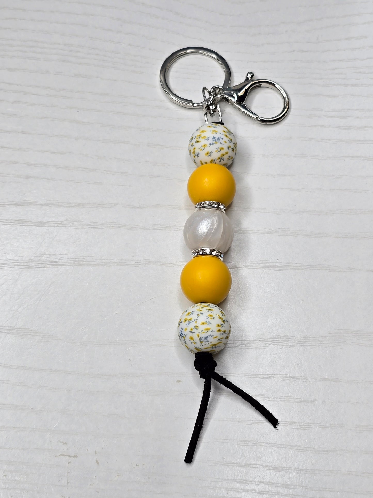 Mimosa Prairie Floral Silicone Beaded Keychain