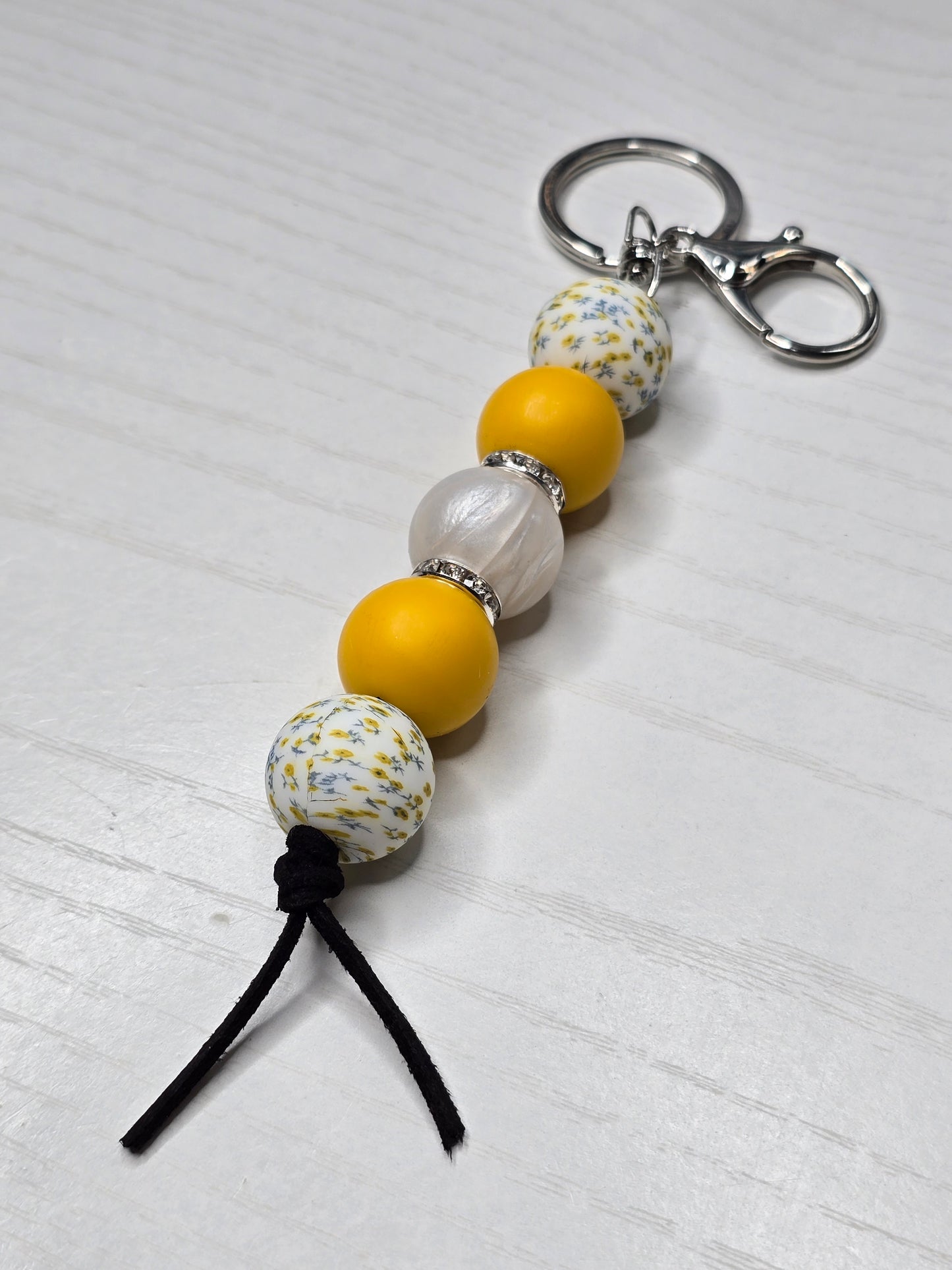 Mimosa Prairie Floral Silicone Beaded Keychain