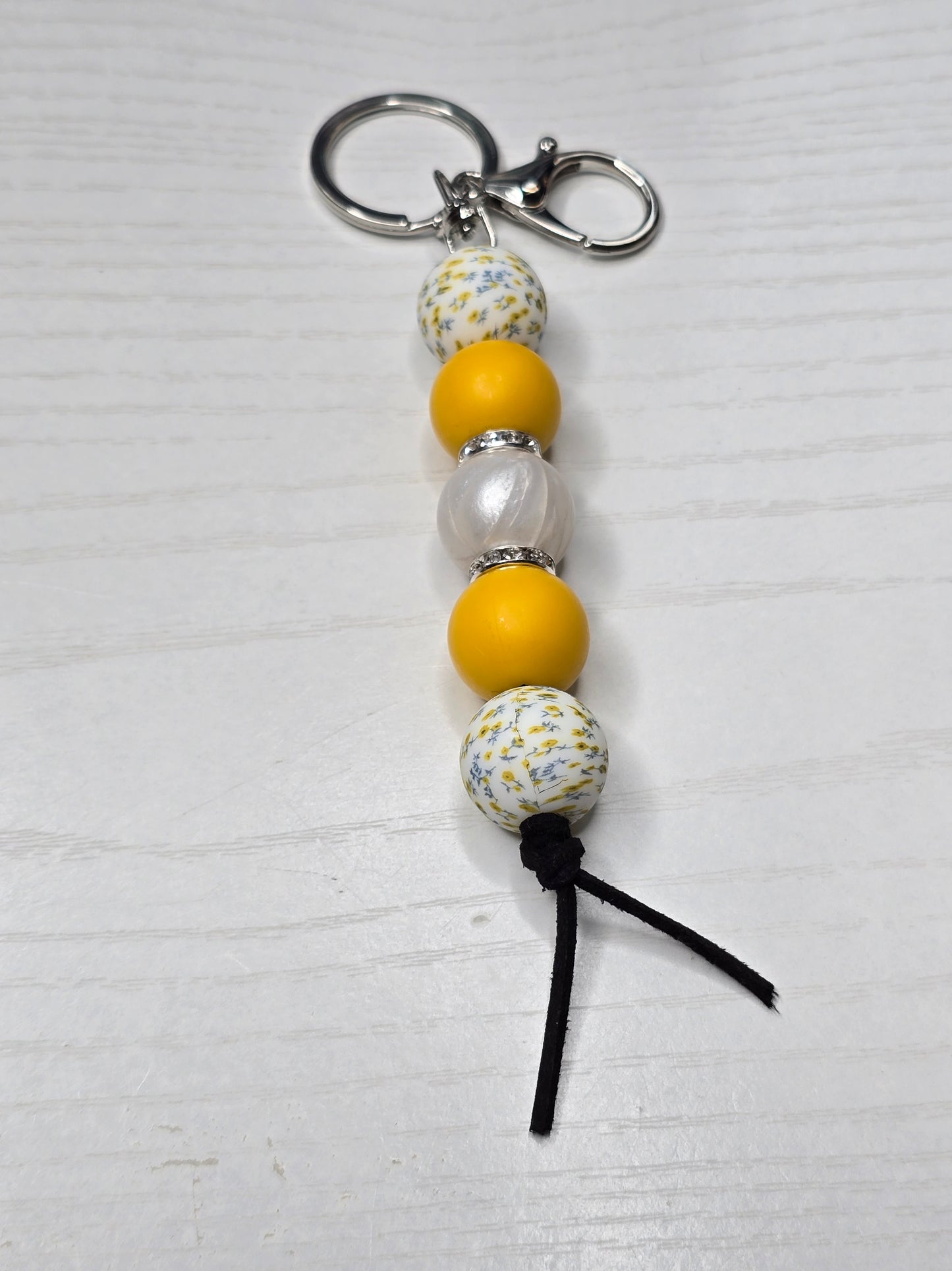 Mimosa Prairie Floral Silicone Beaded Keychain