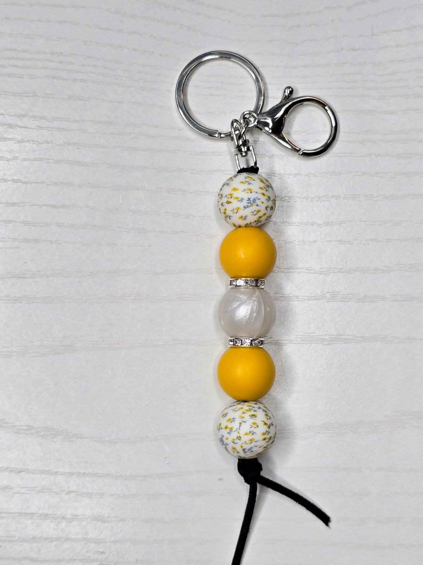 Mimosa Prairie Floral Silicone Beaded Keychain