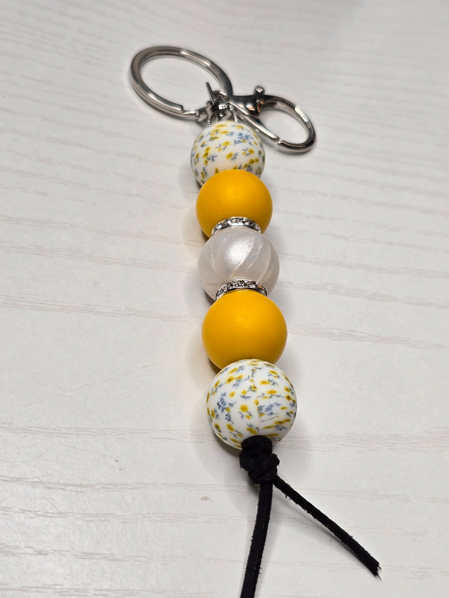 Mimosa Prairie Floral Silicone Beaded Keychain