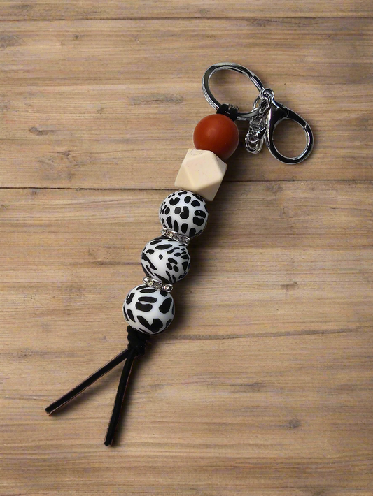 Cow Print Silicone Keychain