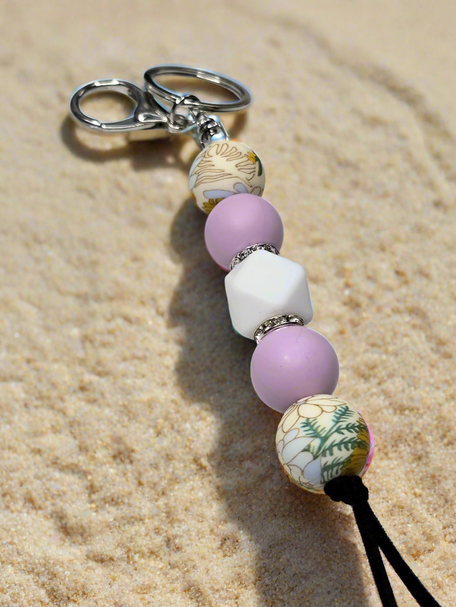 Boho Floral Silicone Beaded Keychain