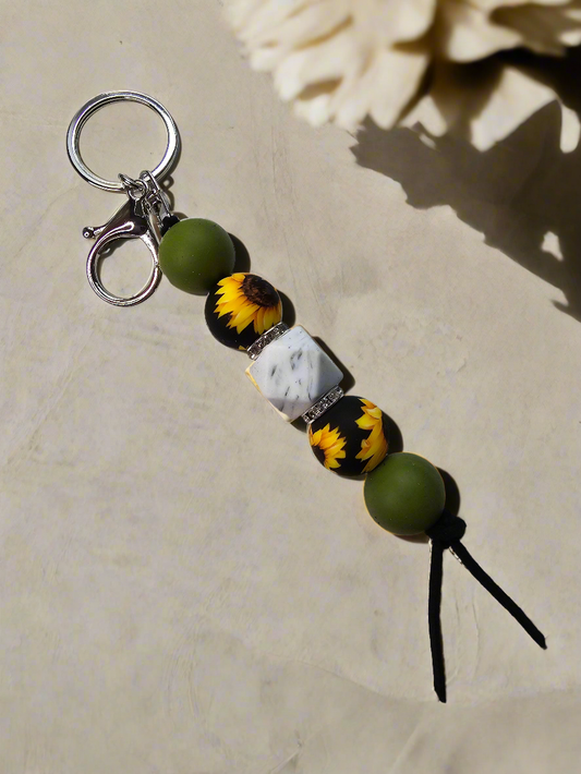 Sunflower Silicone Keychain with Large Lobster Claw Clasp