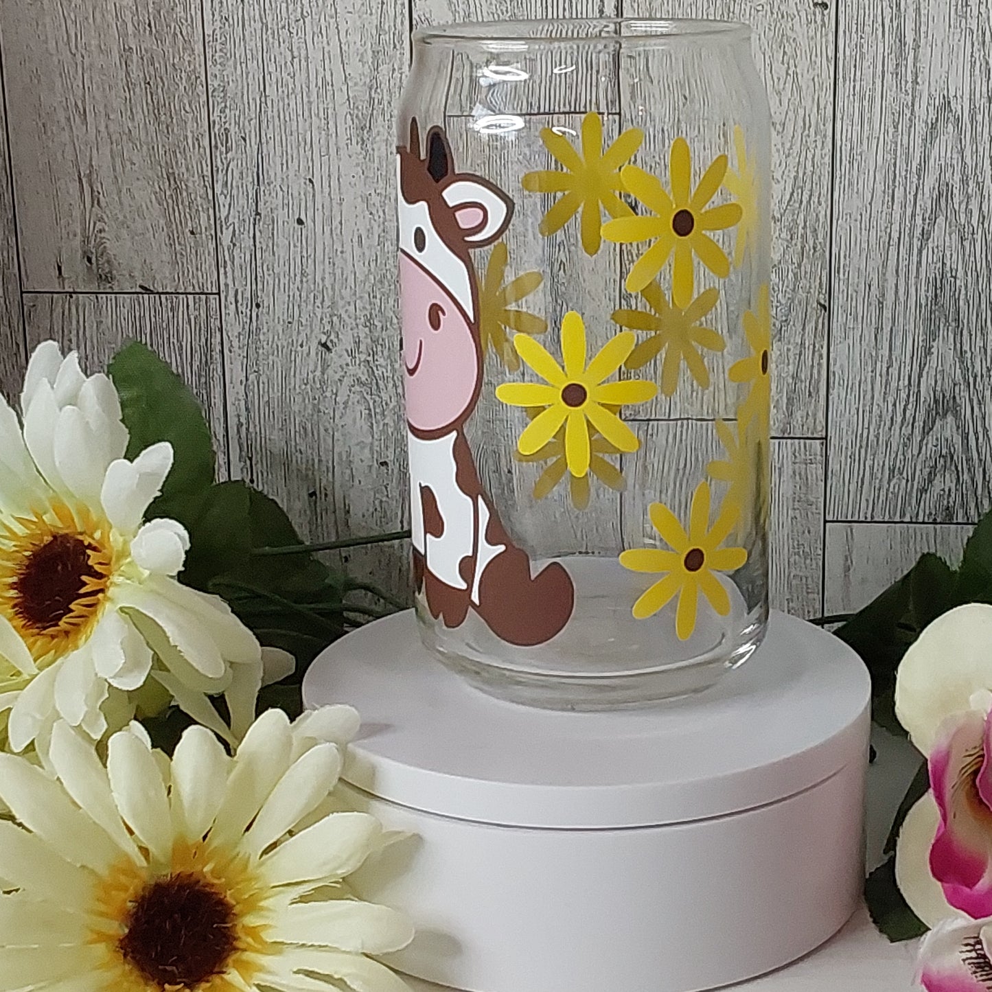 Libbey Cow With Daisy Glass